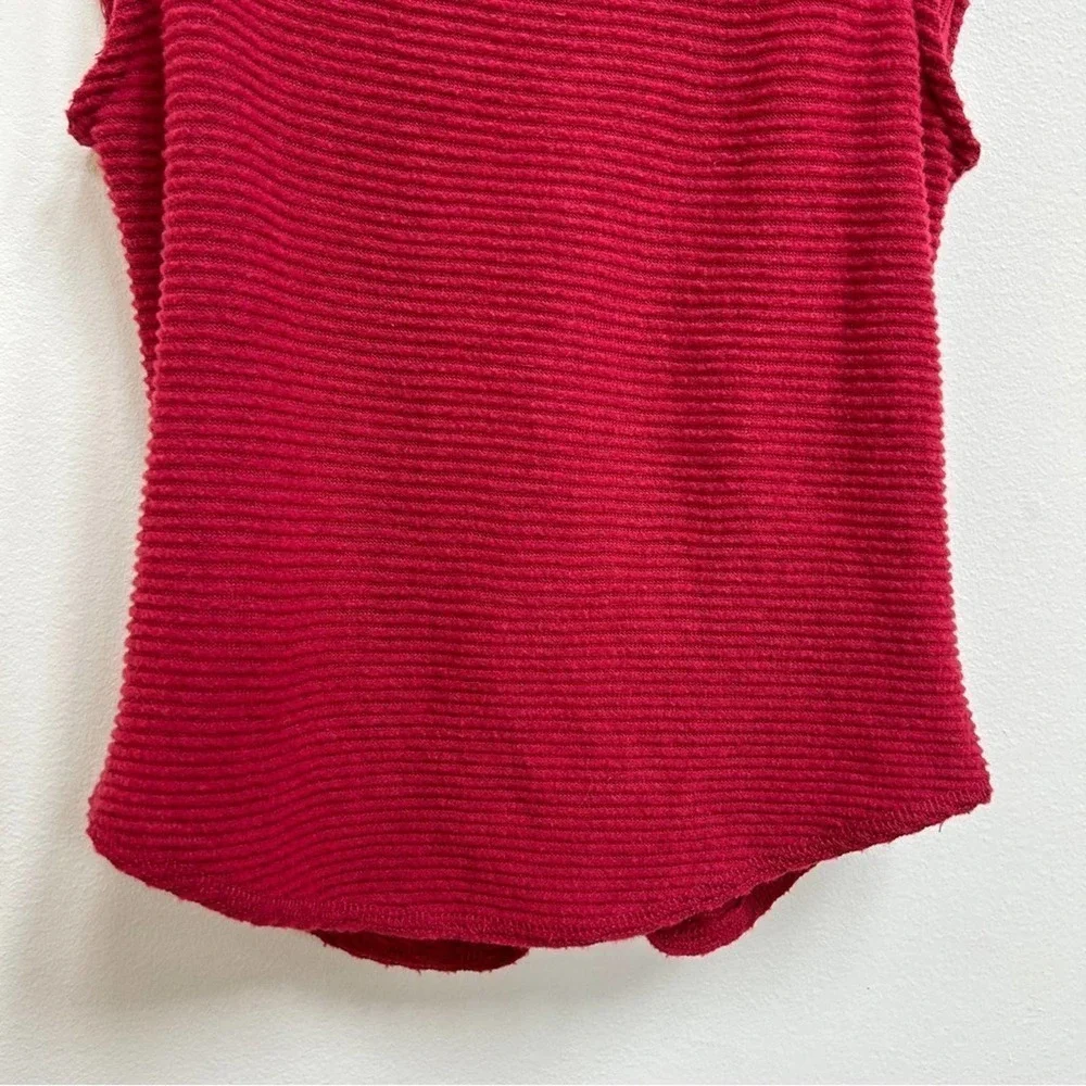 Free People FP This Cutie Red Ribbed Off Shoulder Top, Size Small